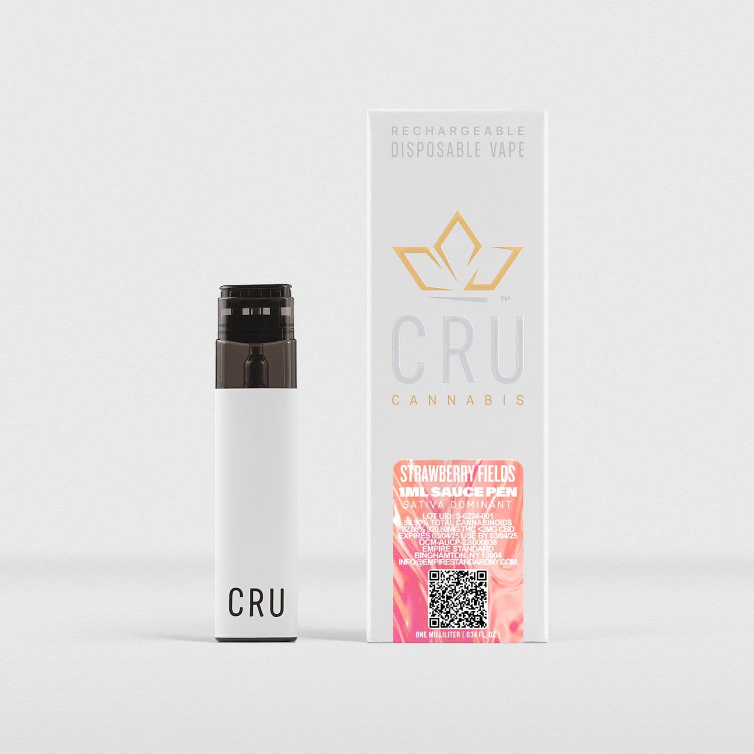 CRU Cannabis Strawberry Fields Vape Sauce Disposable Unit - 1g