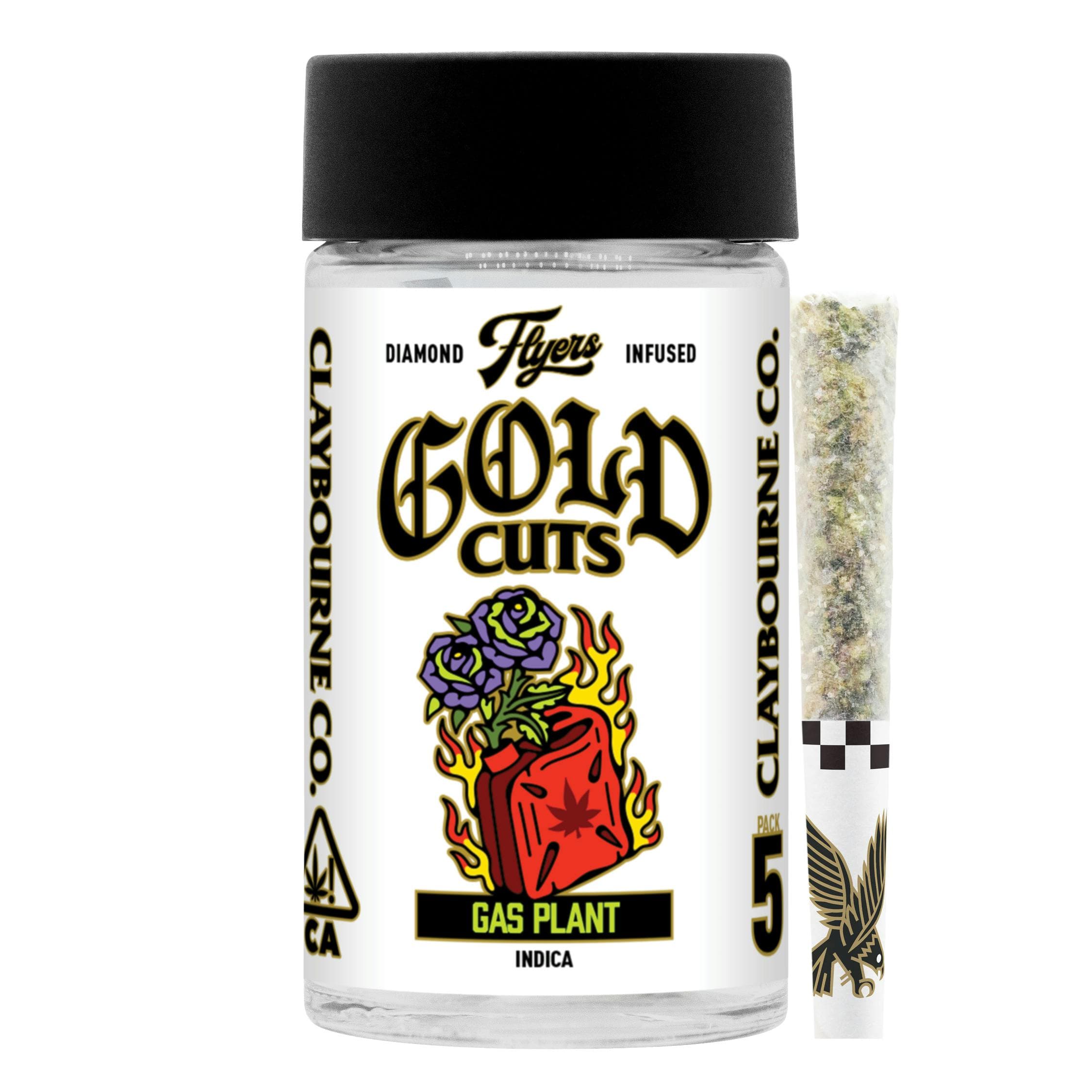 Claybourne Co. Flyers Diamond Infused Gas Plant Pre-rolls 5pk - 2.5g