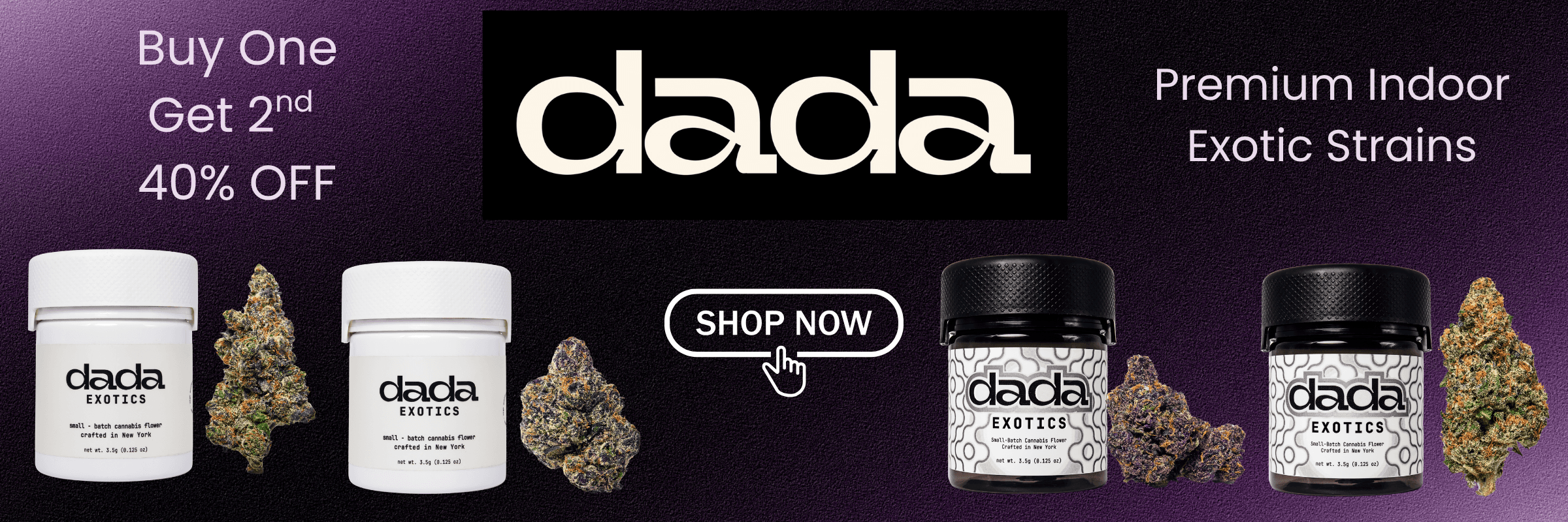 elevate cannabis dispensary - Dada Exotics - top Shelf flower - 3.5g indoor