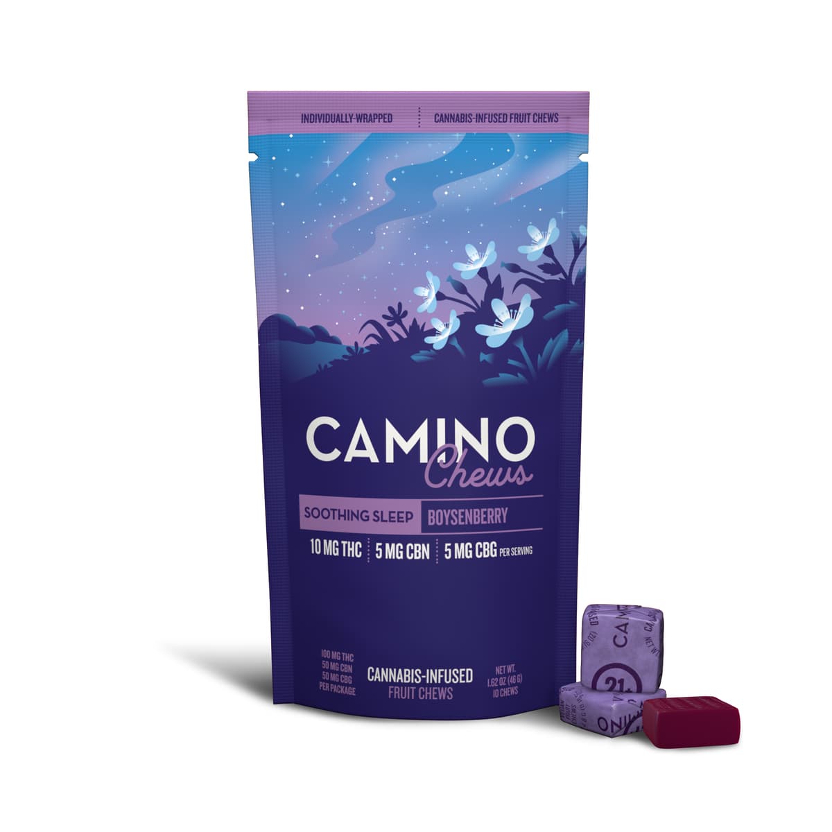 Camino Boysenberry 'Soothing Sleep' Camino Chews 10mg THC: 5mg CBN: 5mg CBG [10pk]