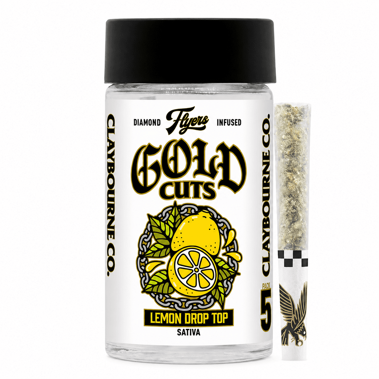Claybourne Co. Flyers Diamond Infused Lemon Drop Top Pre-rolls 5pk - 2.5g