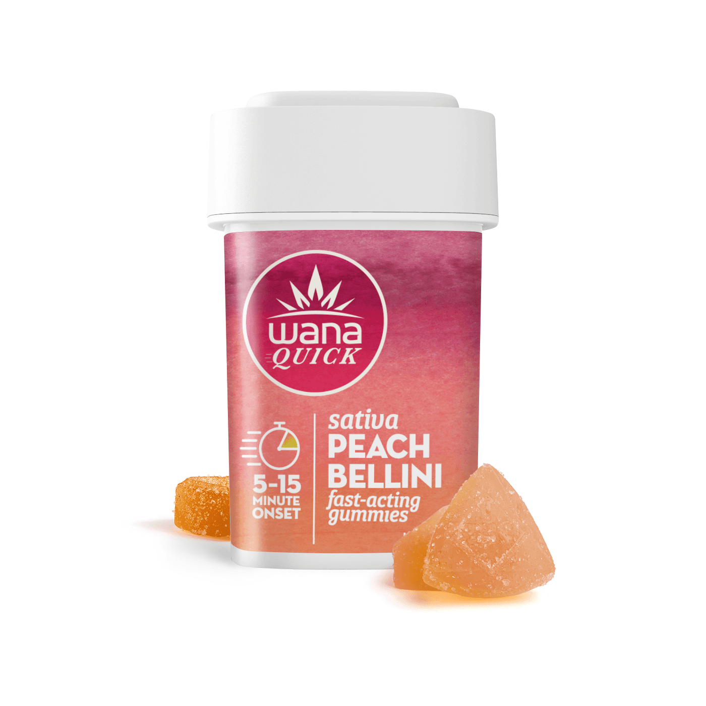Wana Quick Peach Bellini Sativa Gummies [10-Pack] | 100mg