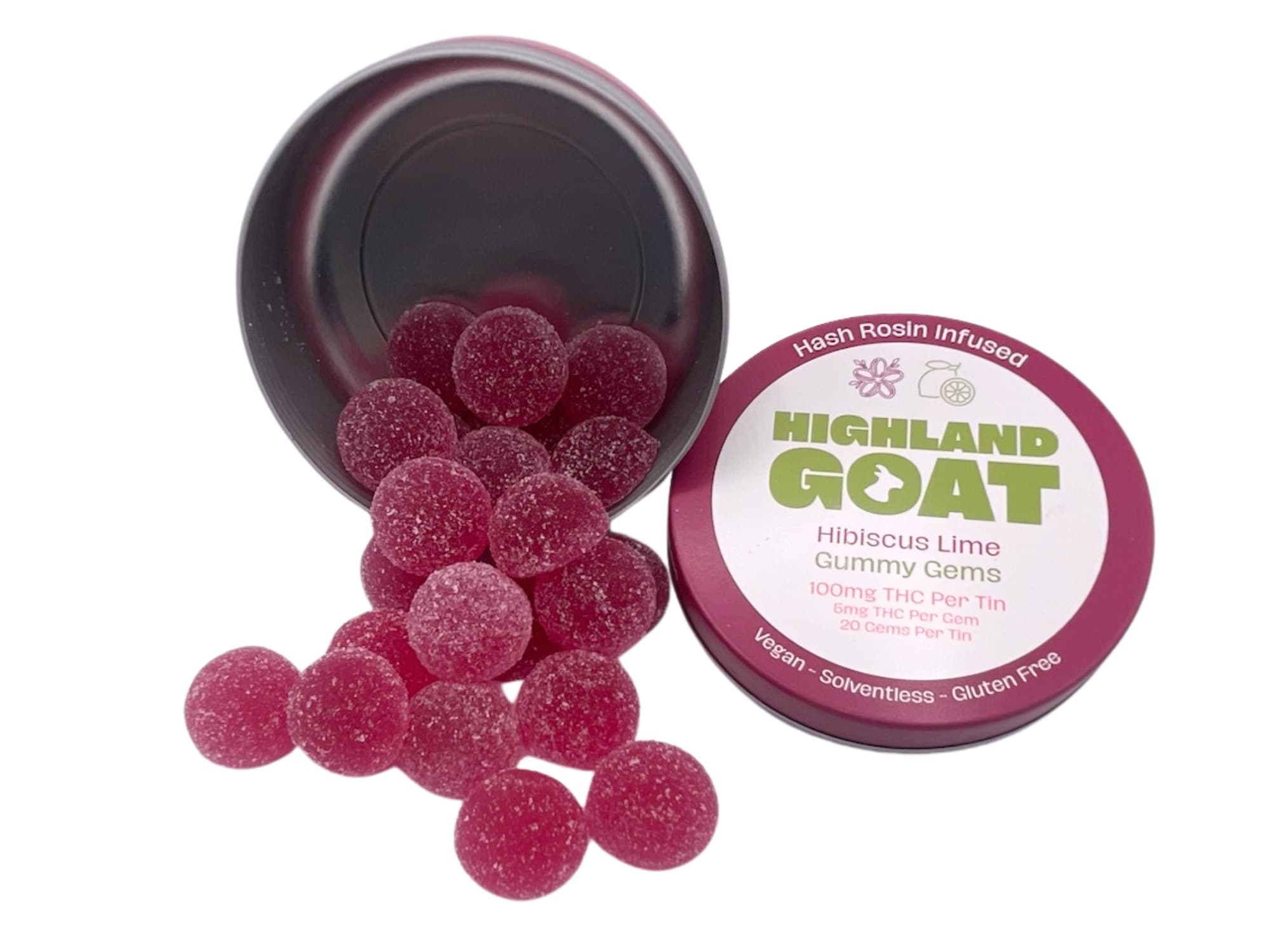 Highland Goat Hibiscus Lime Gummies (Hash Rosin Infused) - 100mg 20pk